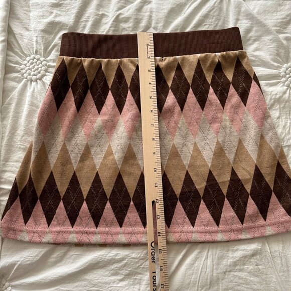 Jolie & Joy Women's Argyle Mini Skirt Academia Preppy Old Money Size Medium NWT - Picture 9 of 12